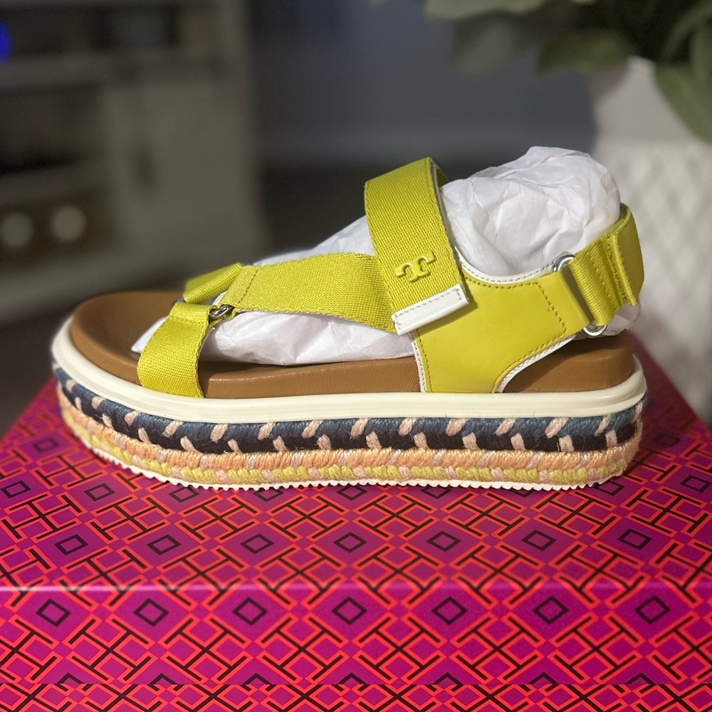 BRAND NEW Tory Burch Sport Sandal Nylon Webbing/Eva Yellow/Caramel Corn